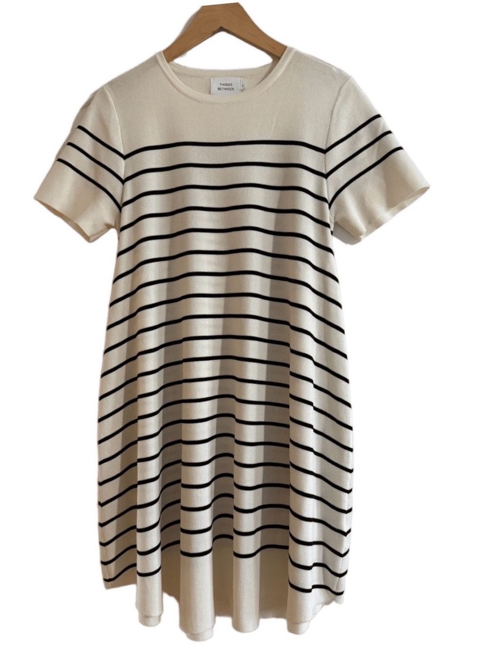 Things Between Cream & Black Striped Knit Dress